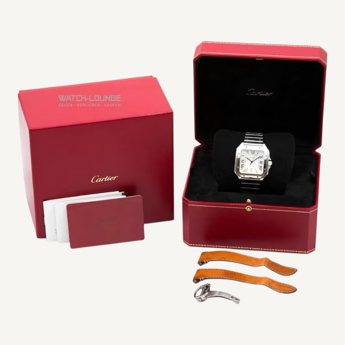 Cartier Santos de Cartier Large WSSA0009 | White Dial | Steel | Very Good | Box & Papers